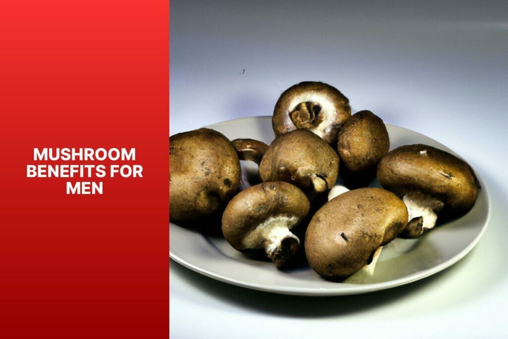 Mushrooms on a plate highlighting the benefits for men.